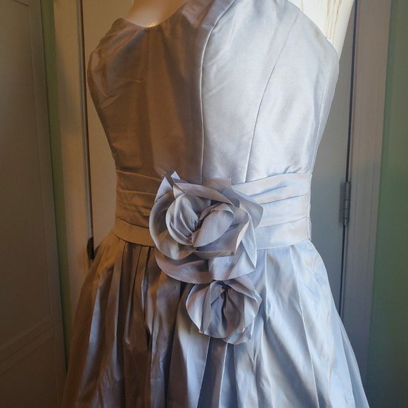 Priscilla of Boston Womens Silver Strapless Formal Back Zip Mini Dress Size 8 - Picture 4 of 15